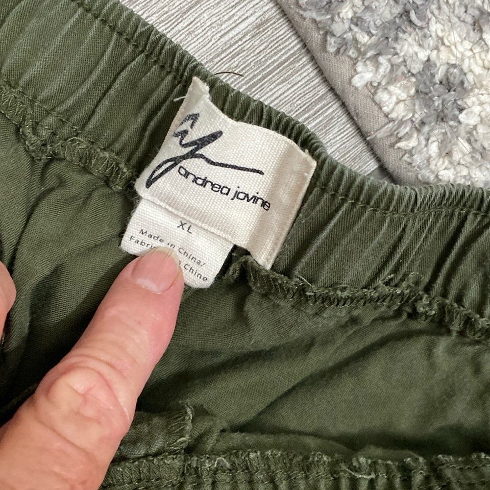 🌻Andrea Jovine Green Casual Utility Jogger Pants Size Large